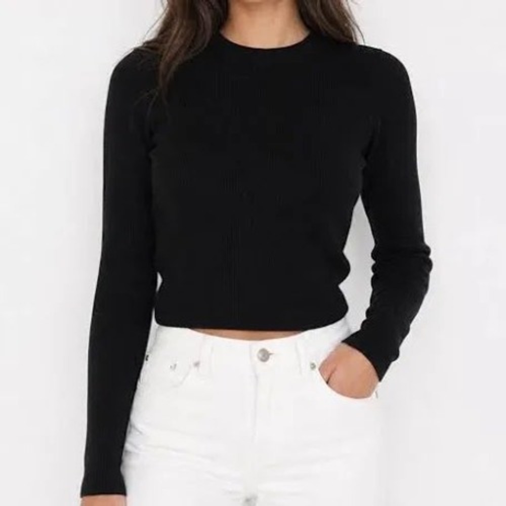 Old Navy Ribbed Pullover Sweater Womens Large Black Excellent Long Sleeve Knit